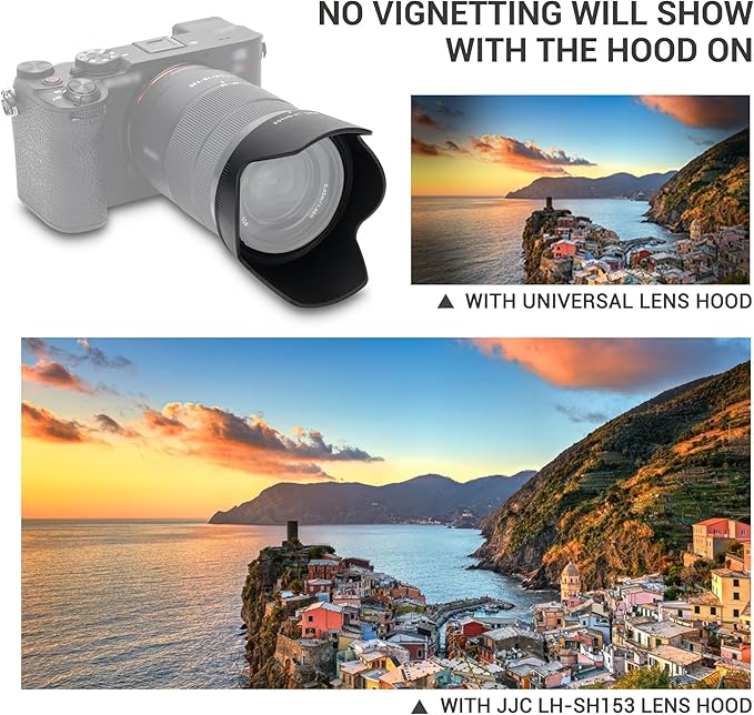 JJC ALC-SH153 Bayonet Reversible Lens Hood for Sony E 18-135mm f/3.5-5.6 OSS Lens, ALCSH153 Lens Hood for Sony SEL18135, Replaces Sony ALC-SH153 Lens Hood