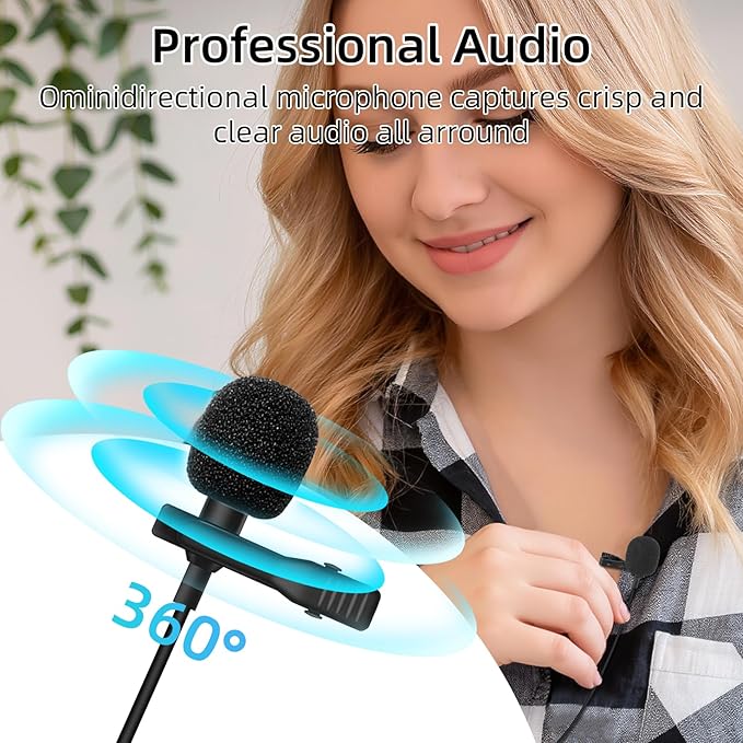 GELRHONR USB C Lavalier Microphone, Type-C Lapel Microphone Wired with USB A Adapter, 48kHz/24bit, Compatible with PC,Laptop, Phone for Video Recording, Live Streaming and More, 4.9FT
