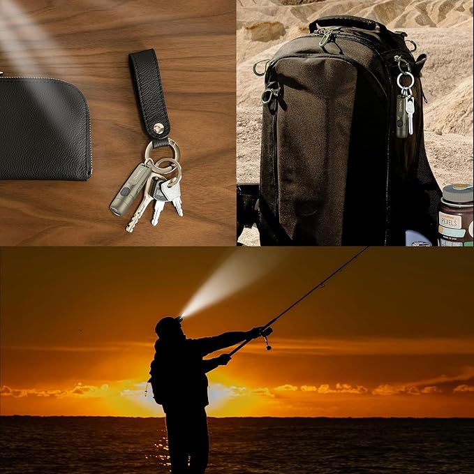 S15 Rechargeable Keychain Flashlight,650 High Lumen EDC Flashlight,Super Bright LED Mini Flashlight Be Suitable for Camping, Hiking,Outdoor Activities,Emergency（Khaki 6500K）