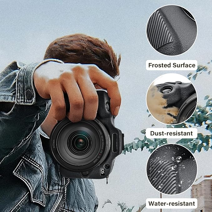 EOS R100 Camera Accessories Kit - Silicone Protective Case, LCD Screen Protector (2 Packs), Hot Shoe Cover