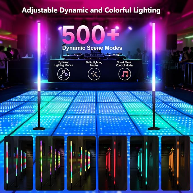 6Pack 3ft RGB Tube Light Portable 5000mAh Battery Powered with Stand Handheld Color Neon Light Bar LED Video Light with Bag for Photography DJ Dance Party Stage Painting Photo Booth Lighting