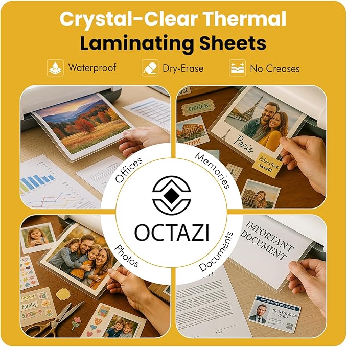 Thermal Laminating Sheets 3 Mil – Holds 8.5 x 11 Inch Documents, 9 x 11.5 Inch, Pack of 100 Lamination Pouches with Round Corners, Clear Glossy Thermal Laminating Paper