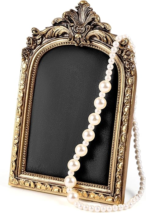 Jewelry Display Stand Vintage Necklace Organizer Ring Holder Earring Tray Resin Jewelry Photography Props Frame with Velvet Backing for Gifts