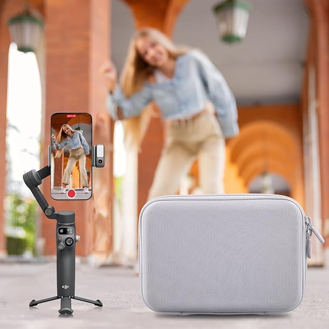co2CREA Osmo Mobile 8/7P/7 Gimbal Stabilizer Hard Case - Waterproof Travel Storage Box with Custom Foam Insert & Mesh Pocket for DJI OM Mobile 7P Smartphone Gimbal, Accessories, Cables (White Case)