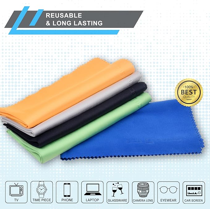 Eco-Fused Microfiber Cleaning Cloth - 12x12 Inch Microfiber Cloth - Pack of 20 Large Cleaning Cloths - Microfiber Cleaning Cloth for Electronics and Monitors