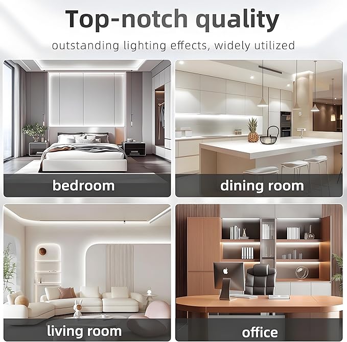 Tenmiro White LED Strip Lights 16.4ft (600 LEDs) Super Bright 25000K Daylight White, 3Color Temperature Dimmable with Smart App & Remote Control for Bedroom Kitchen Commercial Home Lighting Decor