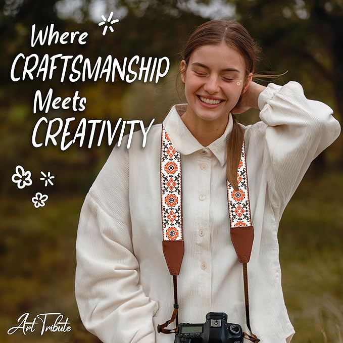 Art Tribute Camera Strap for All DSLR and Mirrorless Cameras. Add Your Name Or Initials Make It a Personalized Gift