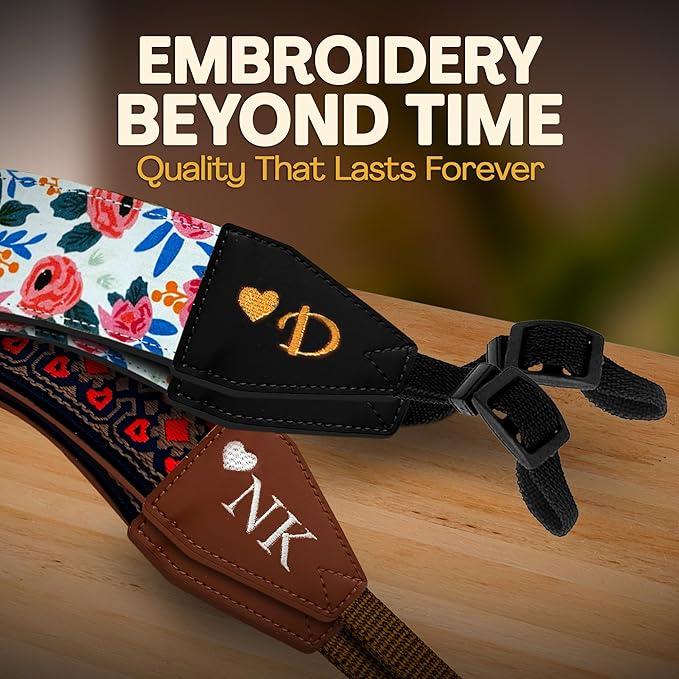 Art Tribute Camera Strap for All DSLR and Mirrorless Cameras. Add Your Name Or Initials Make It a Personalized Gift