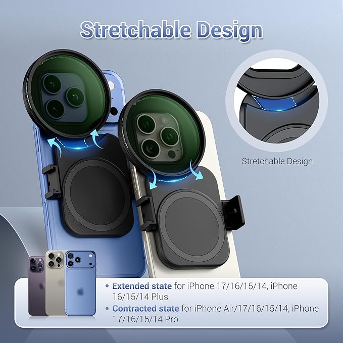Upgraded 67mm CPL Filter for iPhone 17, Lens Filter Adapter Pouch Set for iPhone 17 16 15 14 Pro Pro Max Plus Air, Magnetic Phone Lens Filter Ring with 1/4-20" & Cold Shoe Pull-Out to Fit 17 Pro Max