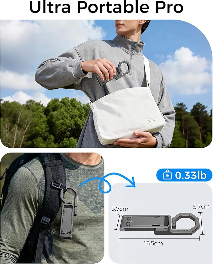 LULULOOK Rugged Magnetic Phone Tripod Stand for iPhone/Pixel 10 - Portable Strong Magnetic Phone Holder for Magsafe - Tripod Mount for iPhone 13/14/15/16/17 Pro Max & Air (Dark Grey)