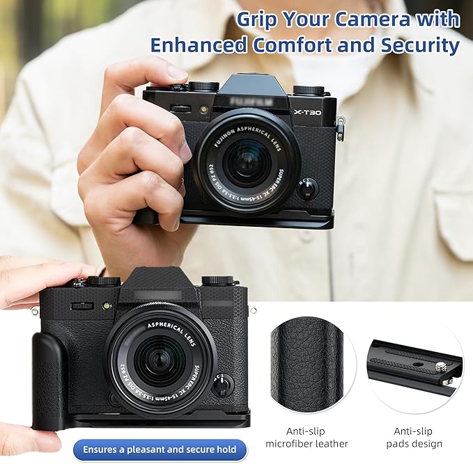 Metal X-T30 III Hand Grip L Bracket for Fuji Fujifilm XT30III X-T30III XT30II X-T30 X-T20 X-T10 Anti-Slip Handgrip Holder,with Battery Memory Card Compartment Opening & Speaker Hole, Replaces MHG-XT10