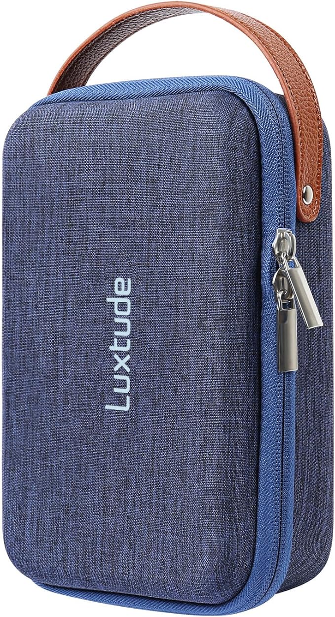 Luxtude Electronic Organizer Travel Case, Portable Tech Organizers, Hard Charger Organizer, Travel Cable Organizers, Tech Bag (Single-Layer, Blue, Small)