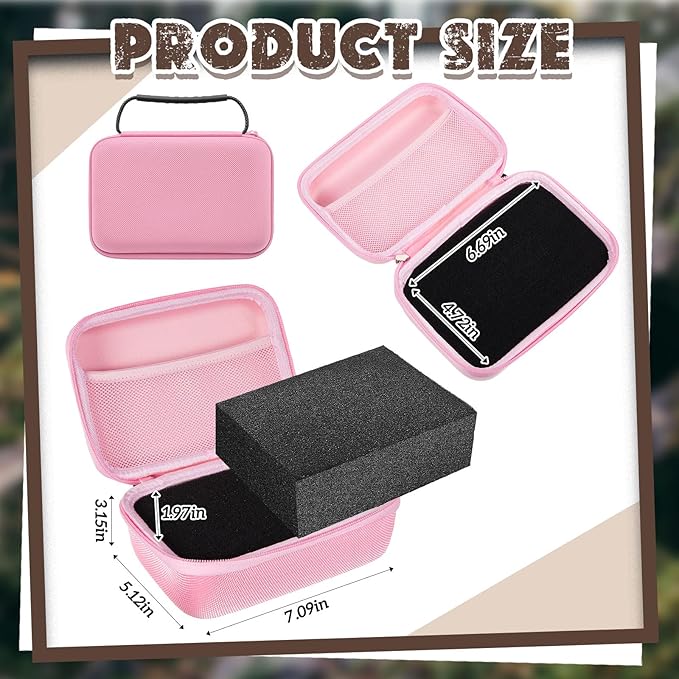 Relaxweex EVA Hard Case with Customizable Foam 7.1 x 4.7 x 3.1 Inch Protective EVA Carrying Case Shockproof Outdoor for Camera, Digital Products, Electronic Instruments with Knife, Pink