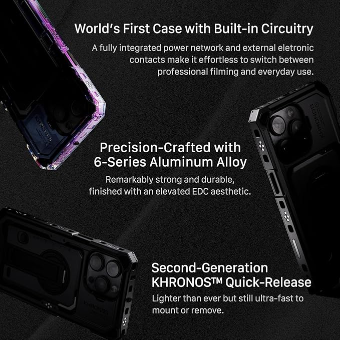 Tilta Khronos Handheld Kit Compatible with iPhone 16 Pro Max – Space Gray | Mobile Filmmaking Accessories | Phone Camera Cage & Video Rig | 0.6 + 1.2 ND Filters | Focus Handle | TK-IP16-PMA-SG