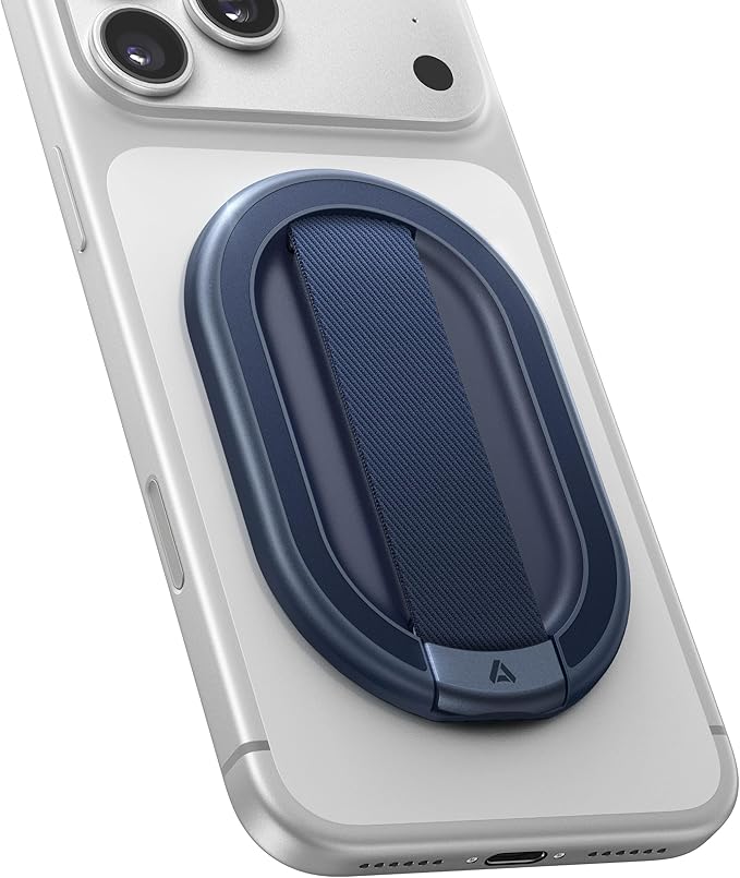 andobil [2026 All-New] Magnetic Phone Grip for Magsafe w/Finger Strap [Comfortable & Durable] Magnetic Phone Ring Holder for MagSafe Accessories & iPhone 17 Air 16 Pro Max Plus 15 14 13 12, Deep Blue