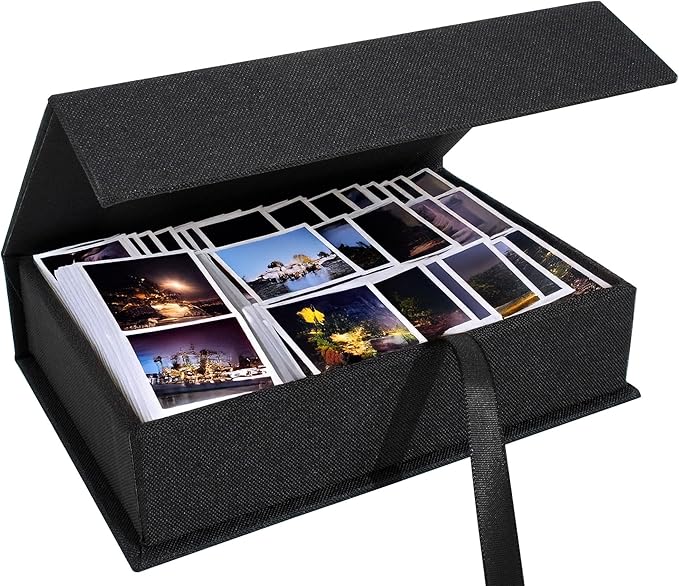 Hiwhy Photo Storage Box 8x10, Memory Box Perfect to Store Your Photo, Pictures, Certificates, Scrapbooking Supplies, Keepsakes and Jewelry Black