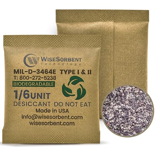 1/6U Kraft Clay Desiccants Packs for Storage - Silica Gel Packets Alternative, 6 Gram Food Safe Bentonite Clay Desiccant Bags, Military Grade Highest Moisture Absorbers [180 Pack]