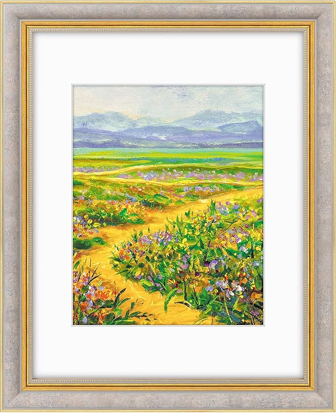 Golden State Art,11x14 Ornate Picture Frame for 8x10 Photo with Mat or 11 x 14 Prints Without Mat, Real Glass Wall Display Horizontally or Vertically (Color:Antique Gray Gold)