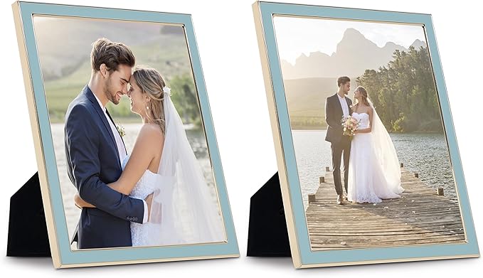 Sheffield Home Tabletop Picture Frame – Iron Enamel Decorative Display Frame for Home or Office, 8x10 Inch, Light Blue