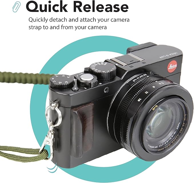 Foto&Tech Small Quick Release Adapter Clip for Camera with Round Lugs for Camera Strap, 33lb Breaking Force (5 Set, Silver)