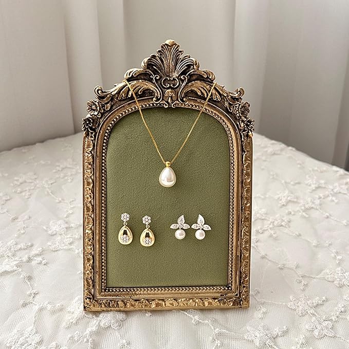 Vintage Styles Jewelry Display Stand Photo Frame Earring Necklace Holder Flannel Lining Resin Structure Home Shop Decors