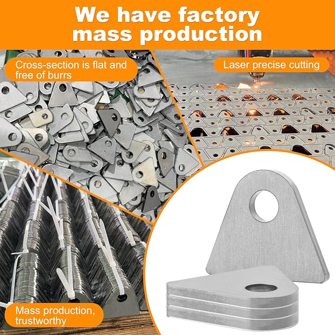 Weld on Tabs 4 Pack, 1-8/9" H x 2-2/7" W Steel Shock Mount Weld tabs with 1/2" Hole, 1/5" Thick , Weld Tabs Universal Flat Mount Bracket, Rapid Welding Version