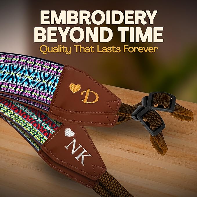 Art Tribute Camera Strap for All DSLR and Mirrorless Cameras. Add Your Name Or Initials Make It a Personalized Gift