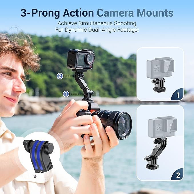 JJC Camera Phone Holder Phone Tripod Mount Adapter for iPhone Smartphone, Cold Shoe Mount for DSLR DJI Osmo Action Osmo 360, Insta360 Ace Pro, GoPro Hero Camera Photography Accessories