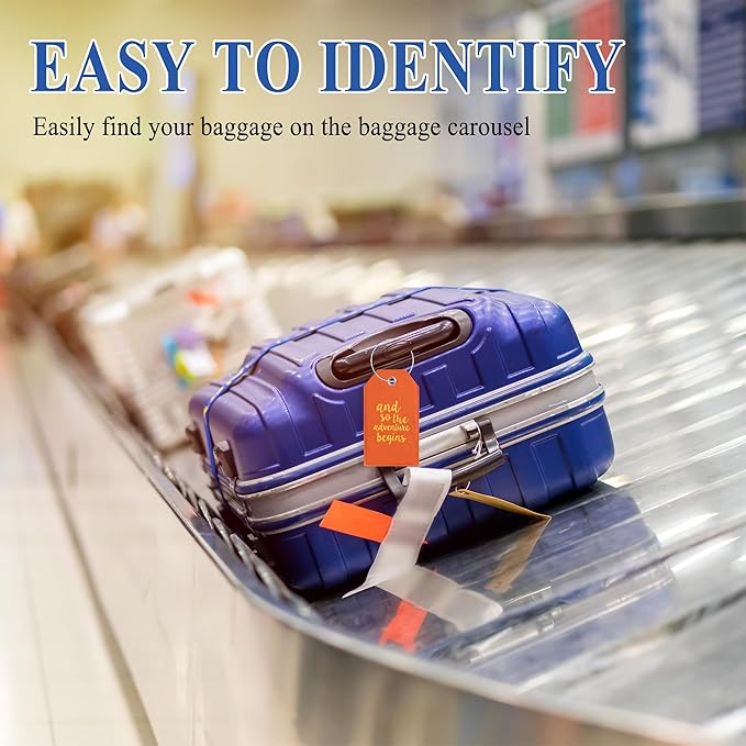 Luggage Tag & Initial Baggage Tags for Suitcases Leather Bag Tags for Backpacks Handbag School Instrument with Name ID Label Travel Essentials, Unique Fun Orange Personalized Luggage Tags 2 Pack