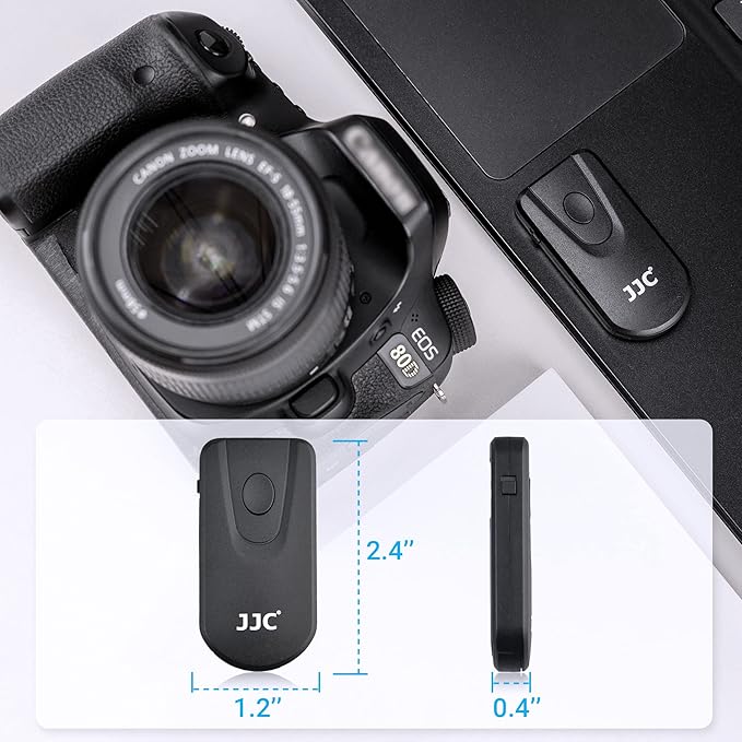 JJC Wireless Infrared Shutter Release Remote for Canon Rebel T7i T6i T6s T5i T4i EOS R5 R6 7D Mark II 6D Mark II 5D Mark IV III II 5DS 90D 77D 80D 70D 60D M6 M5 M3 Replaces Canon RC-1/RC-6 Remote