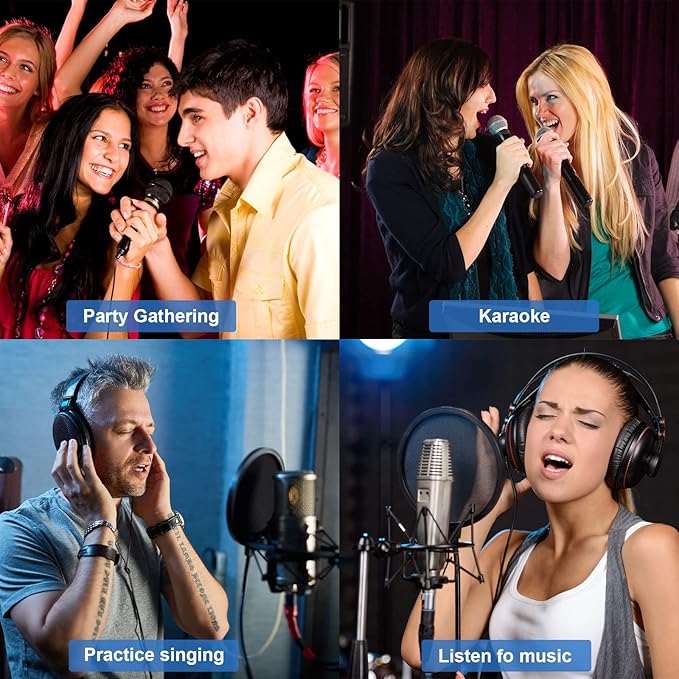 Rybozen Wireless Microphone Karaoke Mixer System, Dual Handheld Wireless Microphone for Karaoke, Smart TV, PC, Speaker, Amplifier, Church, Wedding - Support HDMI, AUX In/Out
