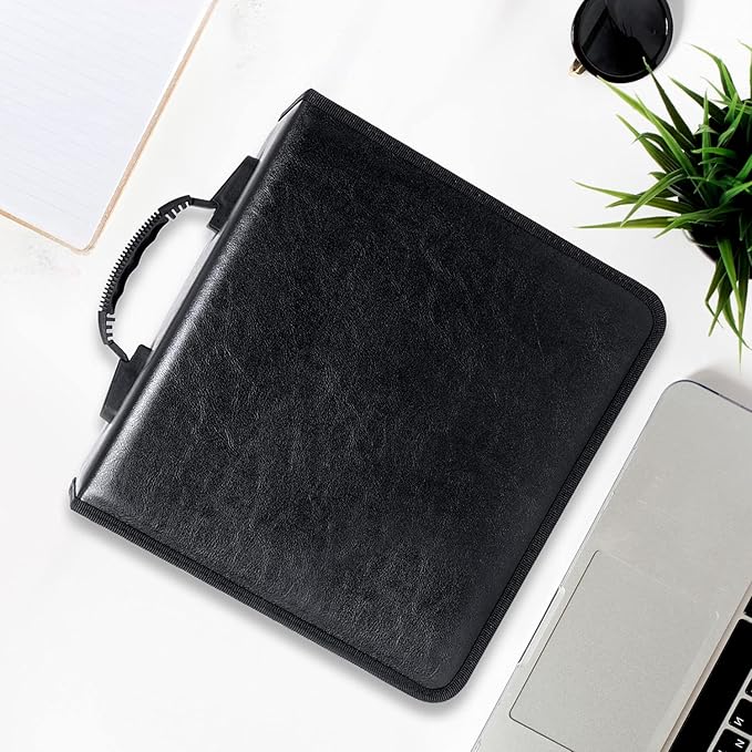 Siveit CD/DVD Case Binder - 400 Capacity Disc Storage Holder, Black PU Binder