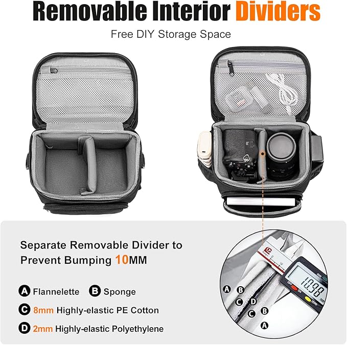Cwatcun Small Camera Sling Bag Crossbody Camera Shoulder Case, Waterproof Travel Photography Camera Messenger Bag for Canon, Nikon, Sony, Fuji DSLR/SLR/Mirrorless Cameras, Lens and Accessories