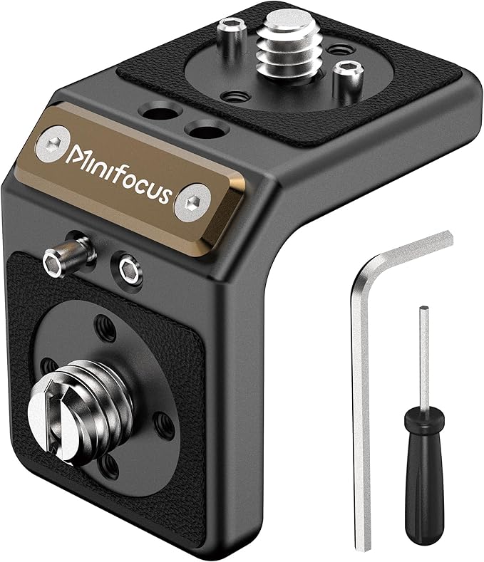 1 Pcs Mini L-Shaped Mount Plate, Right-Angle Plate Mounting Bracket with ARRI, 90° Angle Video Rig Adapter for Wireless Video Transmitter, V-Mount Battery, Monitor, Max.Load 3.0kg