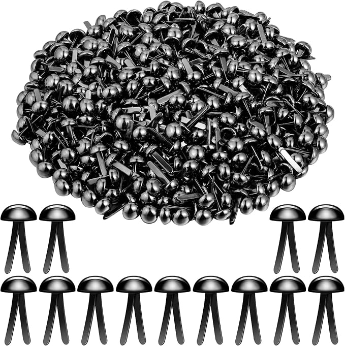 Hotop 500 Pcs Brads for Paper Crafts Metal Round Brass Paper Fasteners for Craft Art Crafting School DIY Supplies(0.24 x 0.47 Inch,Black)