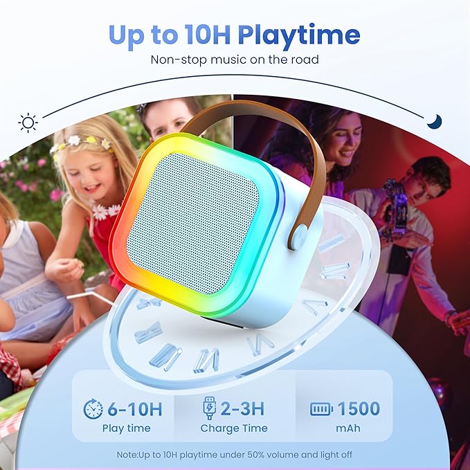 Mini Karaoke Machine for Kids Adults, Portable Bluetooth Speaker with 2 Wireless Karaoke Mics Player,2026 TOP Birthday Gifts Toys for Girls 3,4, 5, 6, 7, 8+Years Old Toddler(Light Blue)