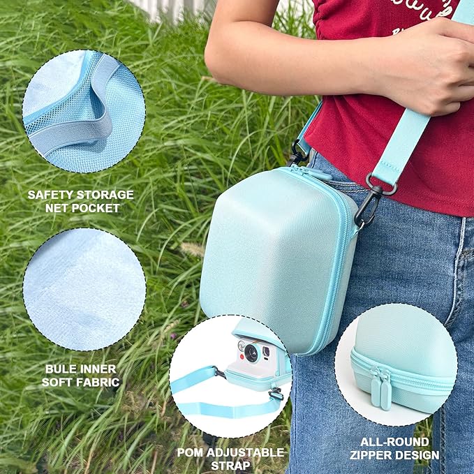 WOGOZAN Protective Case for Polaroid Now 2nd/3rd, Now+ Gen 2/3rd, I-Type, OneStep+, Onestep 2, FILP, Instant Film Camera - Hard Shell Camera Case with Adjustable Shoulder Strap (Blue) (No Camera)