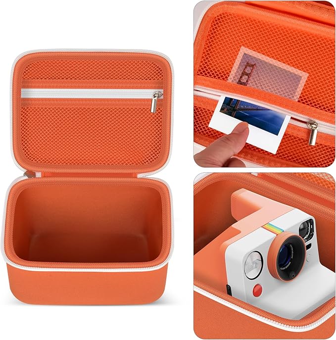 Portable Carrying Case Compatible with Polaroid Now 2nd/ for 3rd Generation I-Type Instant Camera/for Now/for Now+/ for OneStep 2 VF/for OneStep+ Instant Film with Mesh Pocket - Orange