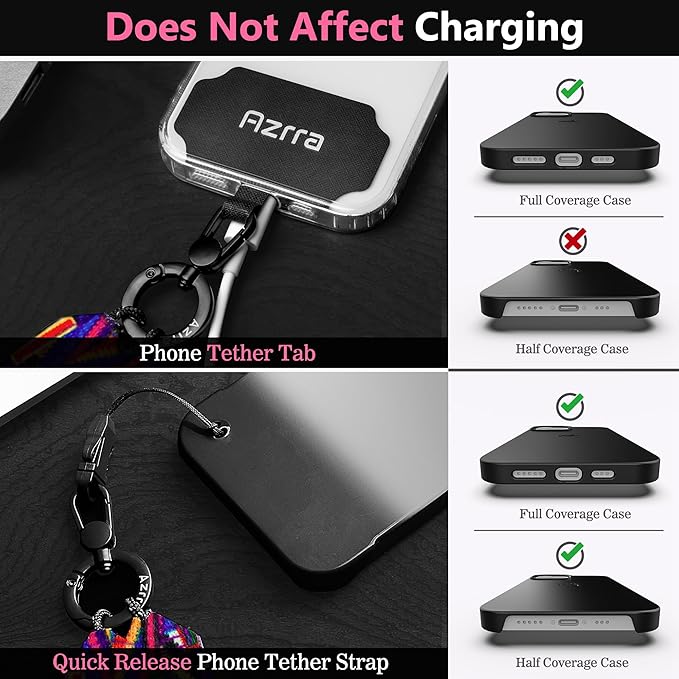 Azrra Adjustable Crossbody Phone Lanyard: Universal Crossbody Phone Strap Adjustable Cell Phone Lanyard for iPhone Samsung