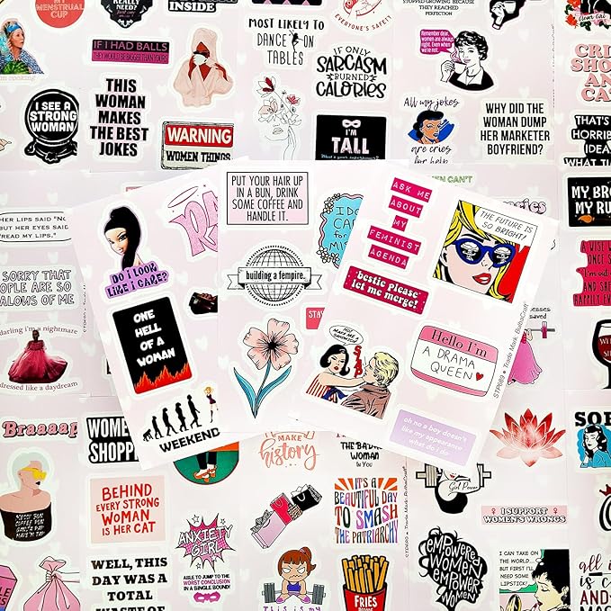 BulbaCraft 100Pcs Funny Girly Stickers, Laptop Stickers for Women - Feminist Decals, Feminist Presents, Gifts for Women & Men
