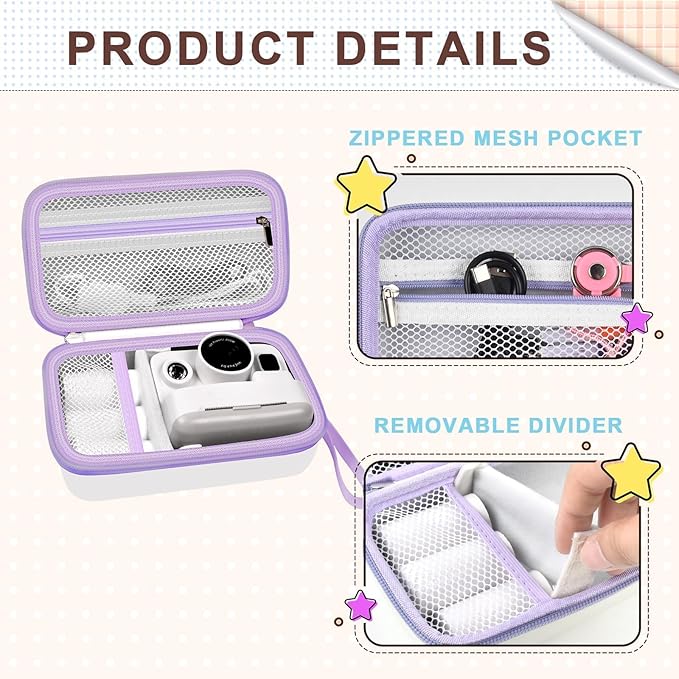 Case Compatible with DYLANTO for ESOXOFFORE for ETIKEZ for YTETCN for DUDUDRAGON Instant Print Camera, Kids Camera Storage for Accessories (Box Only) (Single Case, White)