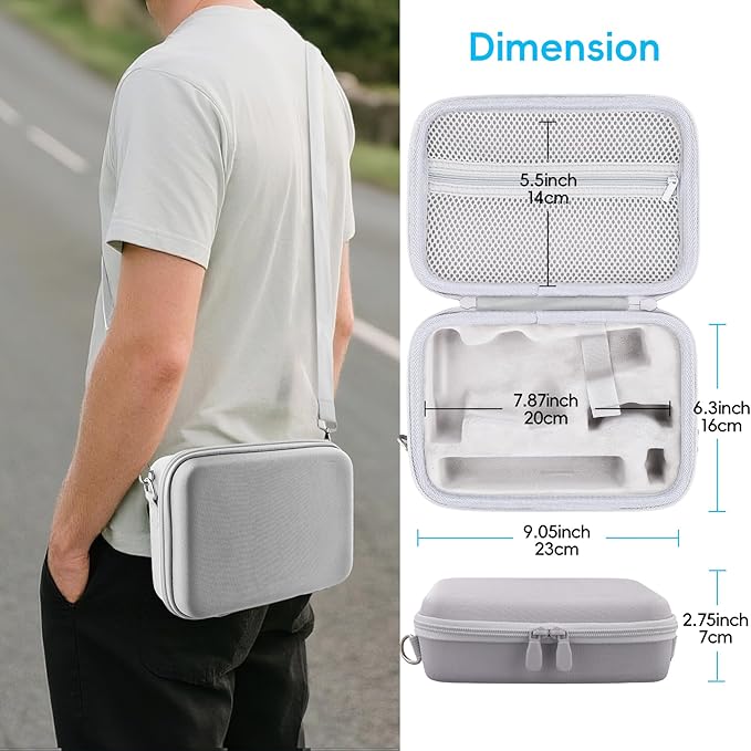 co2CREA Osmo Mobile 8/7P/7 Gimbal Stabilizer Hard Case - Waterproof Travel Storage Box with Custom Foam Insert & Mesh Pocket for DJI OM Mobile 7P Smartphone Gimbal, Accessories, Cables (White Case)