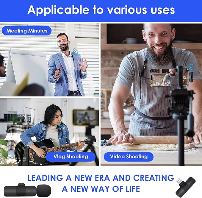 2 Pack mini Updated Model Wireless Professional Lavalier Microphone for Android, iPhone, iPad, Laptop, Interview, Live Streams, Video Recording, Podcast, Vlog, YouTube, Instagram.