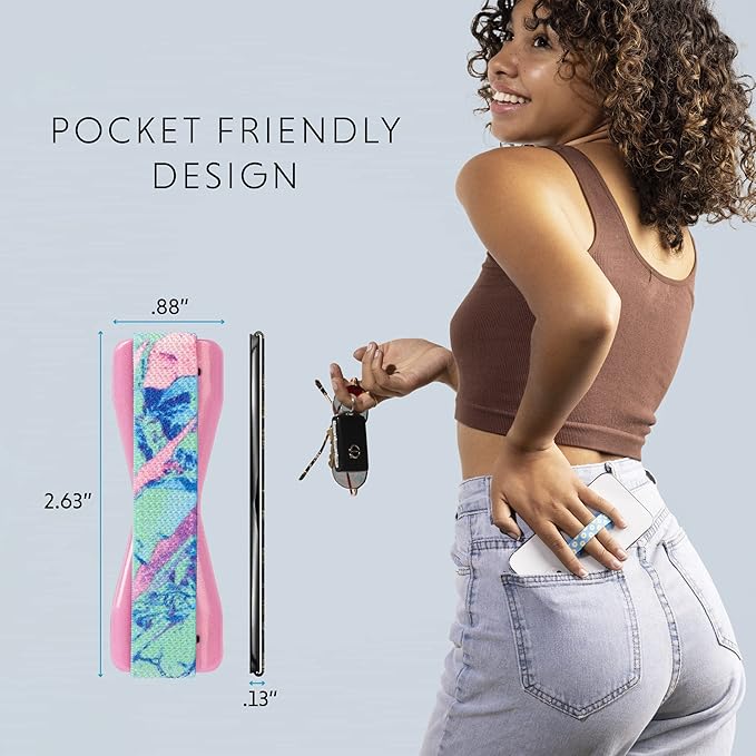 LOVEHANDLE Universal Phone Grip for Smartphones & Mini Tablets - Phone Holder for Hand - Wireless Charging Compatible - Made in The USA - Crystal Blush