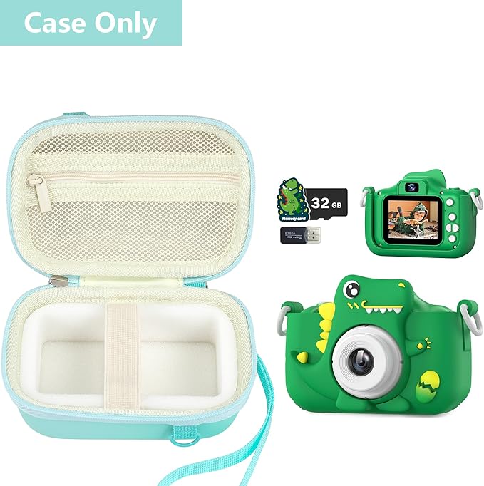 Leayjeen Kids Camera Case Compatible with Goopow/Mgaolo/HOOMOON/Hangrui Kids Camera Toys and Children Digital Video Camcorder Camera,Best Birthday Festival Gift -Green(Case Only)