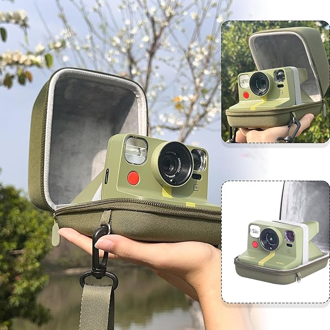 WOGOZAN Protective Case for Polaroid Now 2nd/3rd, Now+ Gen 2/3rd, I-Type, OneStep+, Onestep 2, FILP, Instant Film Camera - Hard Shell Camera Case with Adjustable Shoulder Strap (Green) (No Camera)