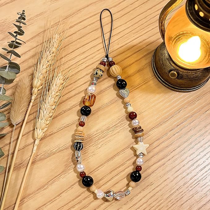 Beaded Camera Wrist Strap Cute Digital Camera Charm Lanyard Phone Charms Strap Beaded Camera Chain for Phone Bag Keychain