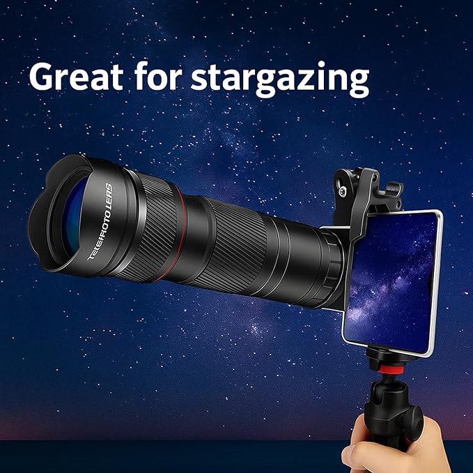 40X Telephoto Lens with Tripod for iPhone Android Phones, 2-in-1 Mobile Phone Camera Lens Kit with Universal Clip, HD Magnifier for Smartphone Photography - Compatible with All Smartphones