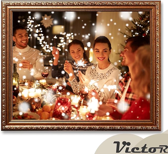 VictoR Picture Frame Chagall 11x14 Brown Gold-Picture Frame for Photos in Size 11x14 Inch - Vintage Design with Shatterproof Acrylic Glass - Antique - only for hanging