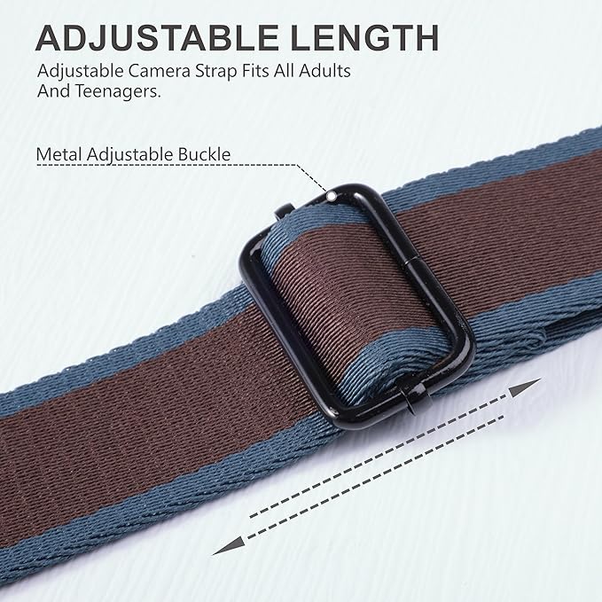 Padwa Lifestyle Adjustable Camera Strap - 1.5" Top Layer Cowhide Head Camera Straps for Photographers, Cotton Adjustable Neck Shoulder & Crossbody Strap Quick Release for All Cameras and Binoculars